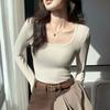 New Arrivals Open Run Women Square Neck Slim FiT Long Sleeve T shirT