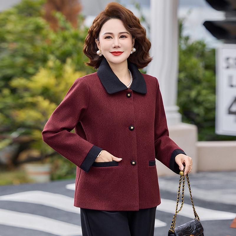 

2026 Stylish Spring Lapel Jacket - Chic Casual Top for Middle-aged and Older Women XL (90-105 jin)