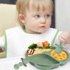 Baby Plate, Silicone Suction Toddler Plates Baby Weaning Plate Divided Plate with Spoon Fork for Kids