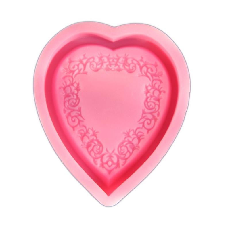 Heart Silicone Tray Mold Heat Resistant Easy Demolding Heart Plate Silicone Mould For Rosary Stand Soap Jewelry Tray