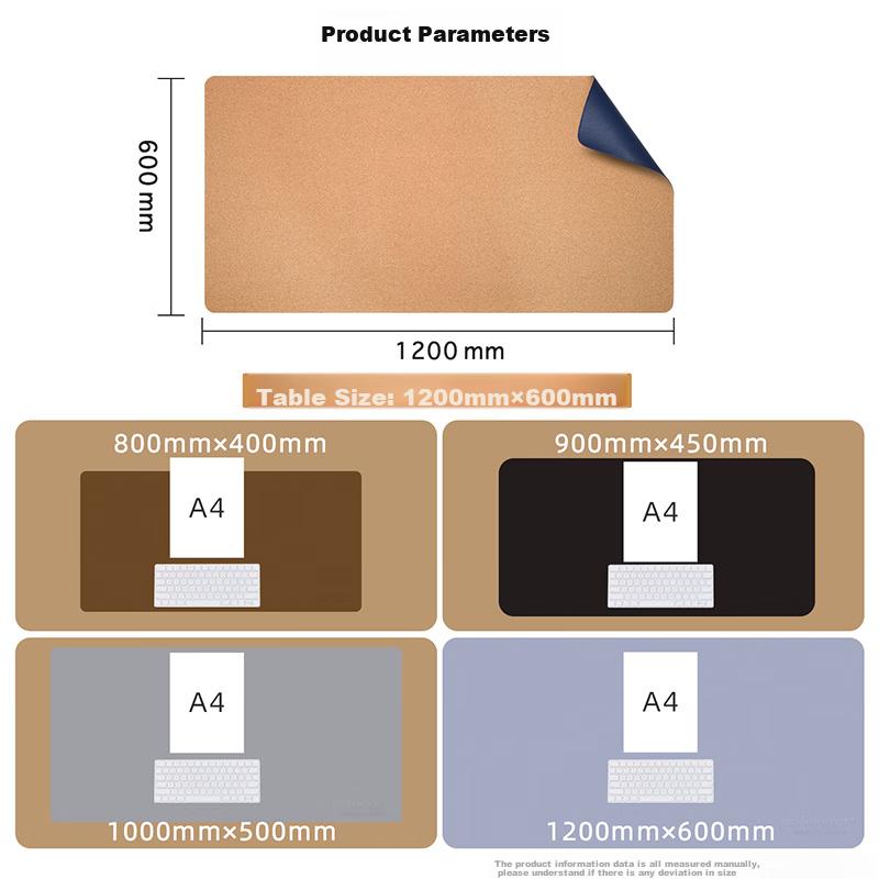 EXCO 1.2-Meter Cork Waterproof Leather Mouse Pad, Extra Large Computer Desk Mat, Leather Table Cover, Oversized Gaming Keyboard Pad, Charm Blue 9779