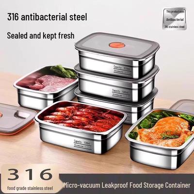 316 Stainless Steel Food-Grade Fresh-Keeping Box with Lid - Sealed Bento Lunch & Freezer Storage
