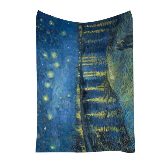 Oil Painting Nap Blanket, Soft Warmth Double-Sided Flannel, Digital Print Shrink-Resistant Machine Washable Office Travel Throw Blanket
