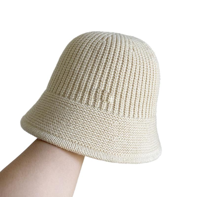 

Versatile Style Hat Warm And Minimalist Solid Color Knitted Hatscaps Fisherman бежевий