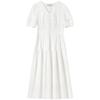 Shangdu Bila Women's Pure Cotton V-Neck Puff Sleeve Lace Midi Dress