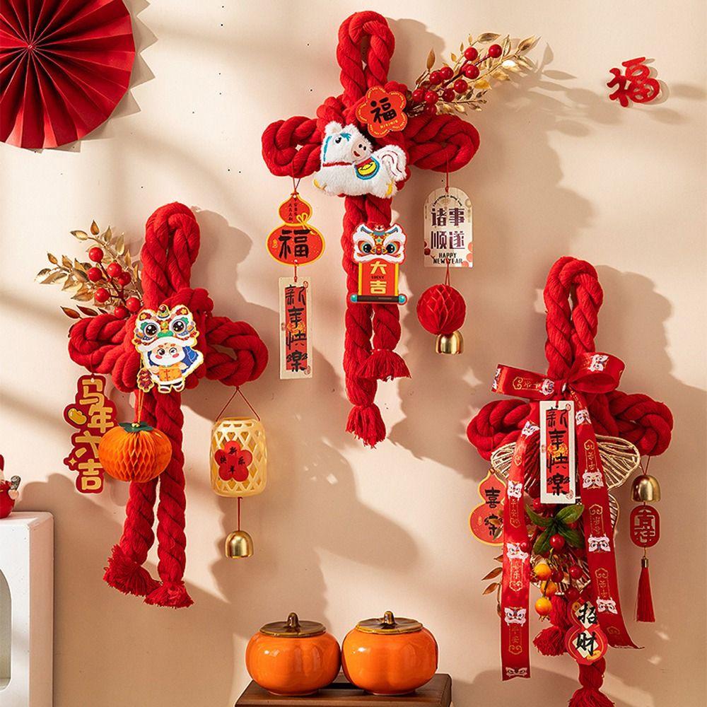 New 2026 New Year Pendant Year of the Horse Red Lucky Spring Festival Decor Entrance Door Decor Festive Atmosphere