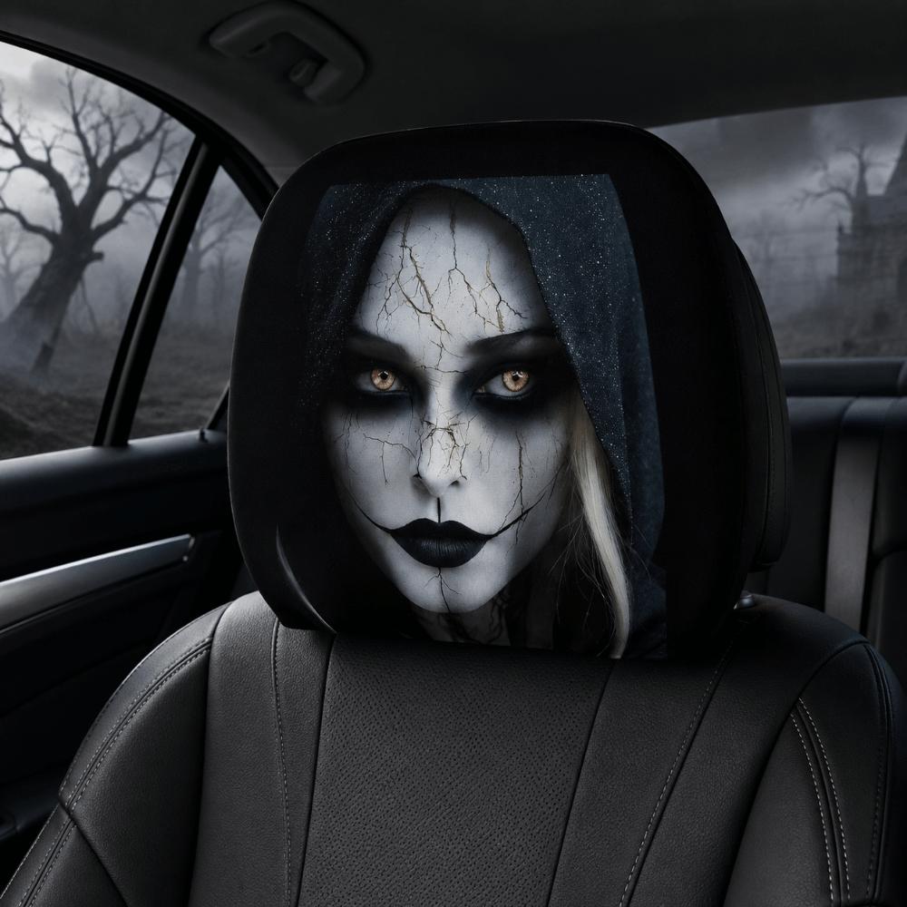 2 Pcs Halloween Accessories Car Headrest Covers Ghost Car Seat Headcover All Seasons