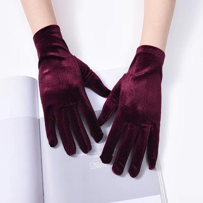 

Простые свадебные черные короткие перчатки, удобные бархатные перчатки для подружек невесты на запястье one size вино красного