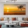 Sea Beach Landscape Canvas Paintings Sunset Gold Sea Pictures Tropical Palm Tree Wall Art Poster Scenery Home Decor Painting