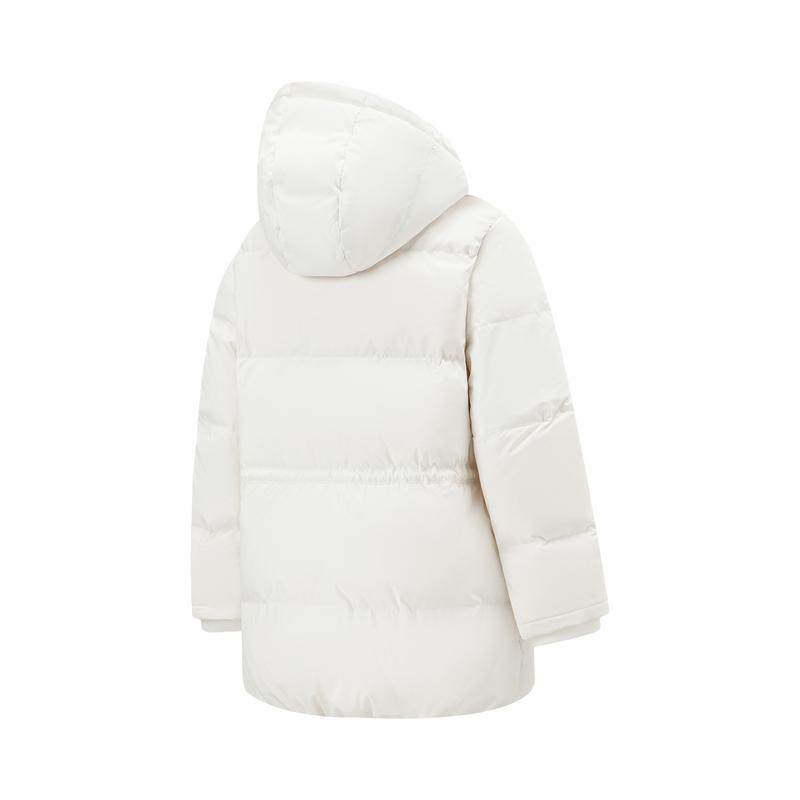 Li Ning Veste de Sport Chaude à Capuche Ample pour Extérieur Femme Veste Blanc Cassé AYMT232-1