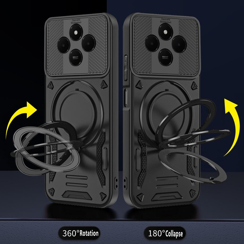 For Xiaomi Redmi 14C 5G Magnetic Case Shockproof TPU + PC Phone Back Cover with Kickstand