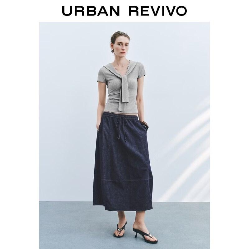 UR2026 Women s Indigo Denim Drawstring Skirt XS