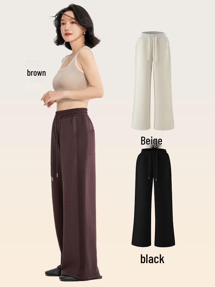 Women's Fleece-Lined Wide-Leg Sweatpants - Autumn/Winter Straight-Leg Casual Sportswear