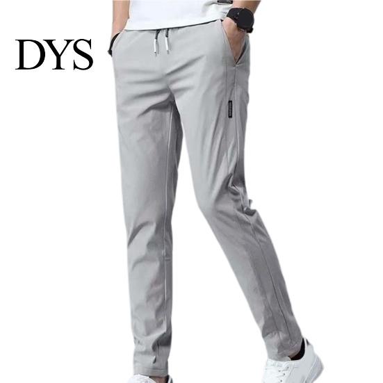 Middle Waist Men Pants Elastic Trendy Polyester Casual Drawstring Trouser for Street Wear Full Length