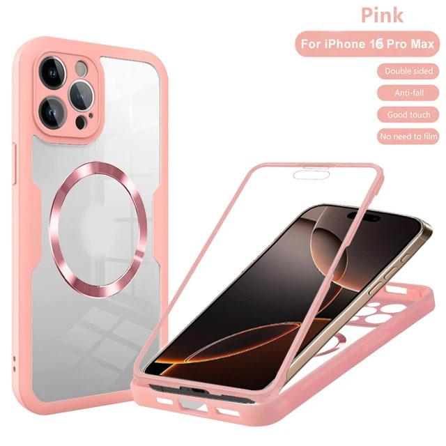 For IPhone 16 15 14 11 12 13 Pro Max 360° Fully Protected Double-sided Magnetic Cases For Magsafe Wireless Charge Protect  Cover