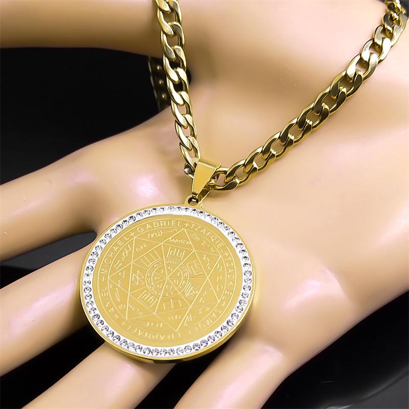 Sieben Erzengel Christliches Schutzamulett Halskette für Männer Edelstahl Siegel Salomons Talisman Halsketten Schmuck NZZZ504