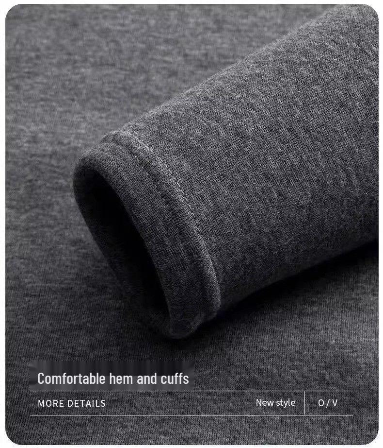 Men's Korean Style Long-Sleeve Fleece-Lined Slim-Fit T-Shirt - Solid Color, Plus Size, Warm, Youth To Elderly