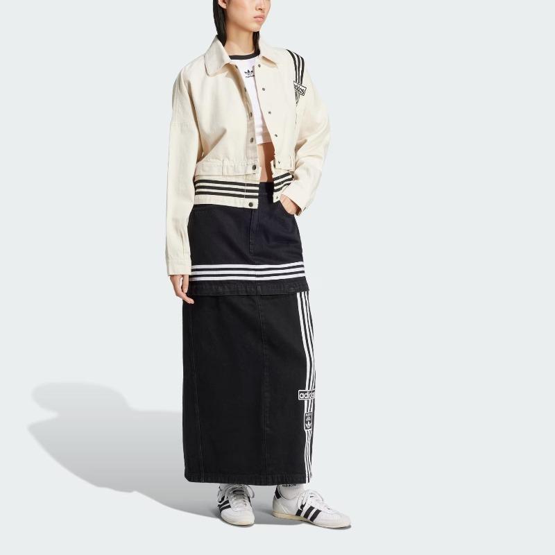 adidas Giacca di Jeans da Donna a Manica Lunga con Colletto, Vestibilità Larga, Staccabile, Serie Originals Street Roaming, Due in Uno, Denim Naturale Beige JD5617