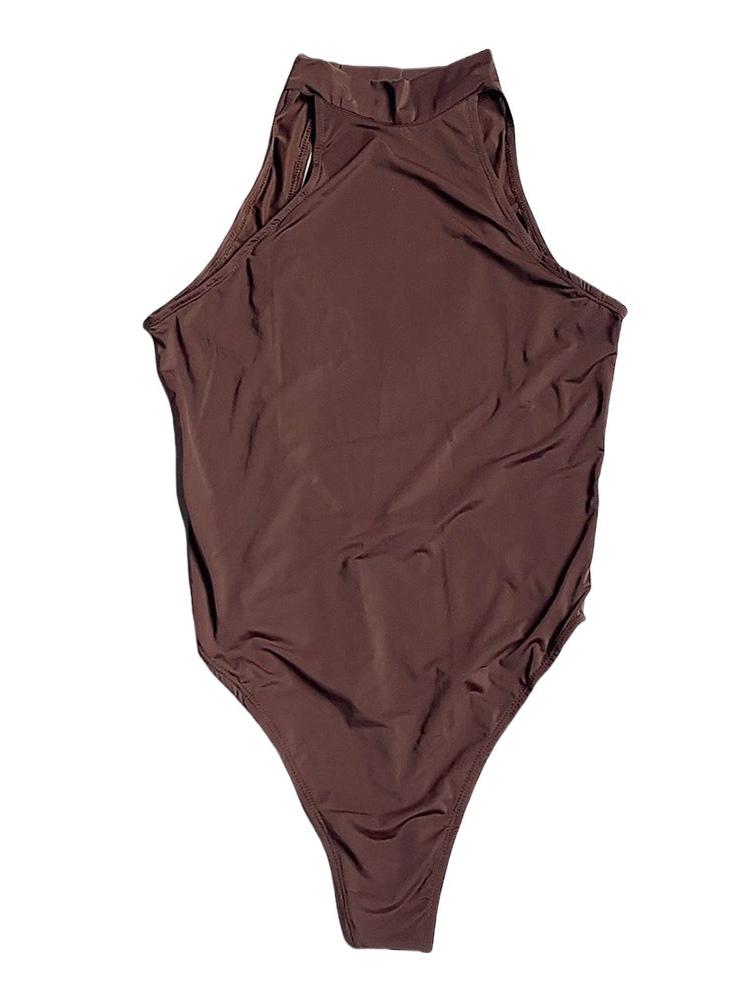 Fashion High Cut Thong Bodysuit Tops Women's Ice Silk Shiny Sheer See Through Tights Backless Elastic Sexy Shaper Wear Leotard