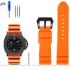 Schwarz Blau Grün Orange Uhrenarmband Silikon Gummi Armband Herren 22mm 24mm Für Panerai 111 441 386 Sport Soft Strap Kostenlose Werkzeuge