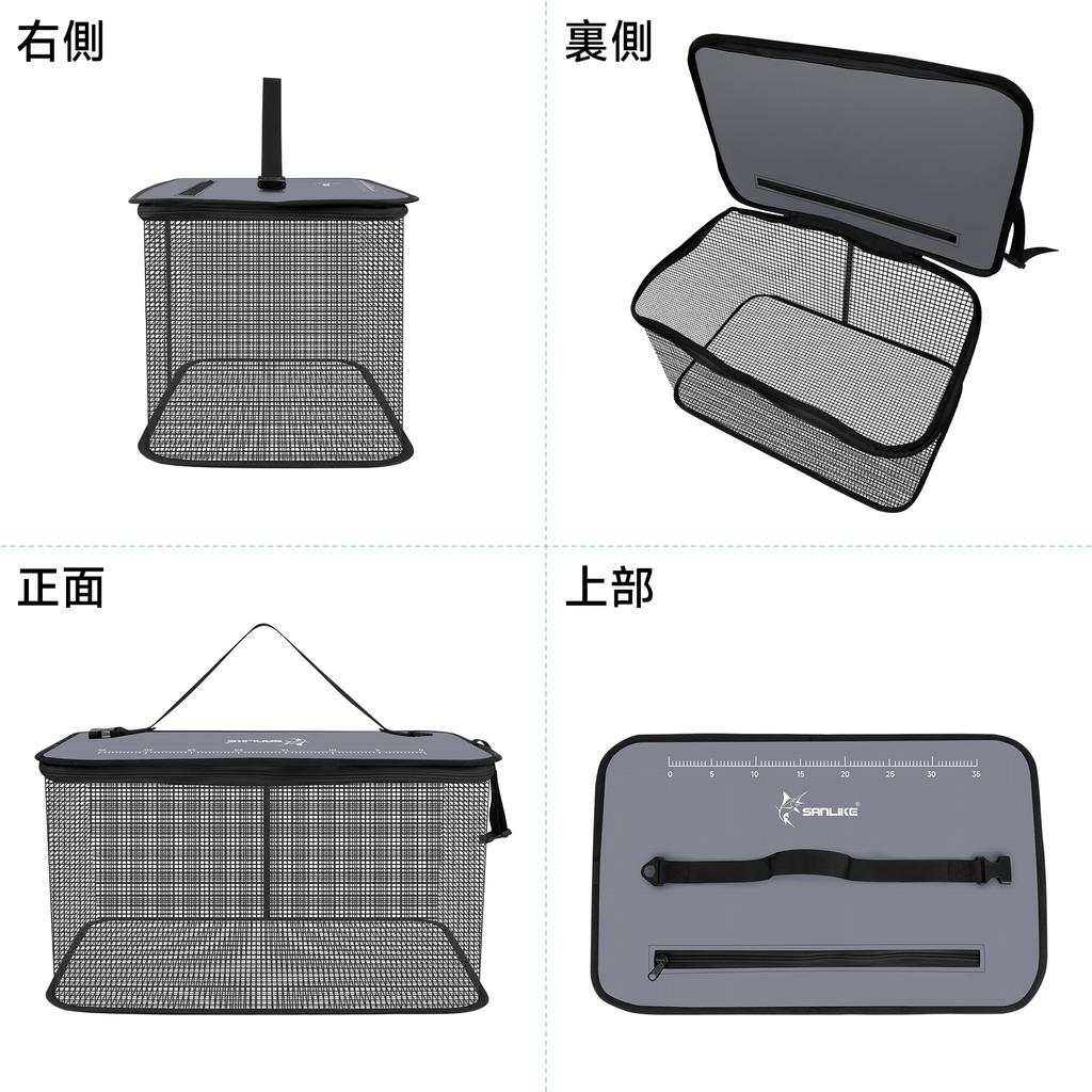 Folding Fishing Net, Floating Fishing Net, Live Net, Fishing Bucket, Multi-functional Fishing Tackle, Fishing Case, Bucket with Scale, Gray, Large