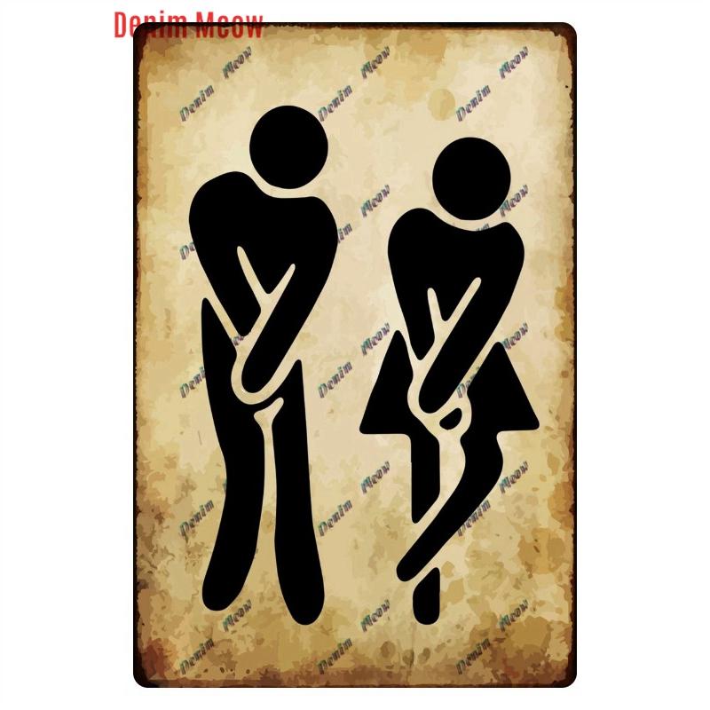 Funny Personalized Washroom, Metal Tin Signs, Vintage Toilet Sign, WC Lavatory Wall Art, Bathroom Decor, Restroom Plates, WY156