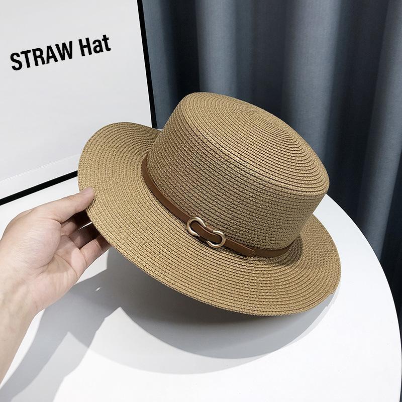 

Summer sunscreen sunshade vacation seaside beach flat top hat woman One size