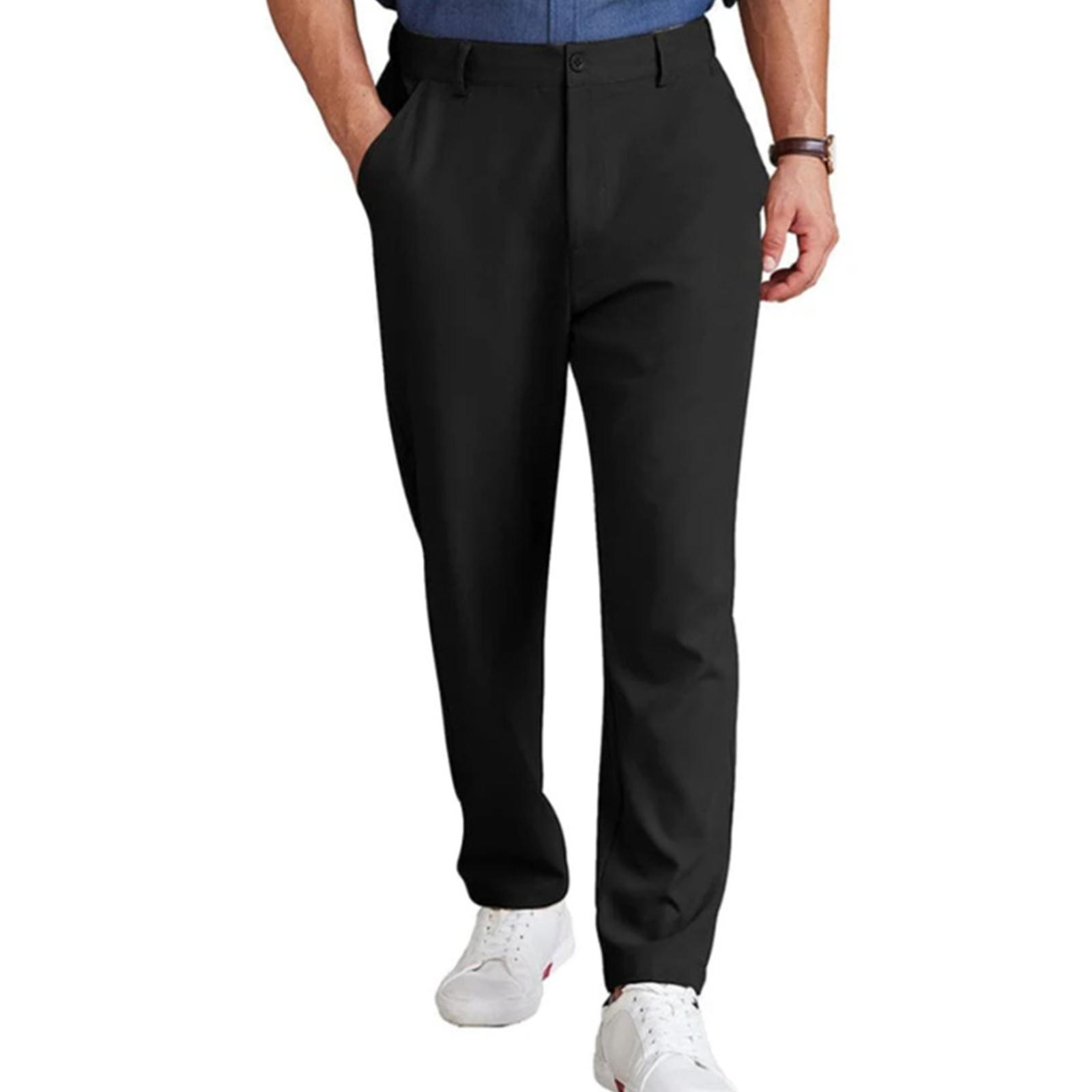 

Men s Linen Casual Color Loose Straight Leg Casual Pants L чёрный