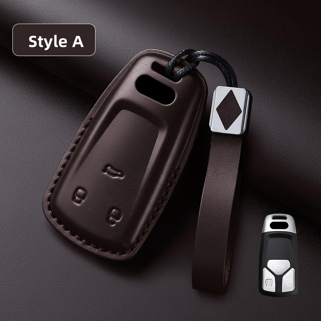 Leather Car Remote Key Cover Case Holder Shell Fob for 2026 New A5L A6L E-tron Q6L Etron A4L A3 A5L Sportback Q3 Q4 Q5 Q7