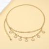 Retro Sun Tassels Pendant Waist Chain Punk Alloy Waistband Double-deck Chain Belt  For Women