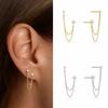Double Stud Chain Drop Earrings for Women Trendy Ins Style Sparkling Jewelry