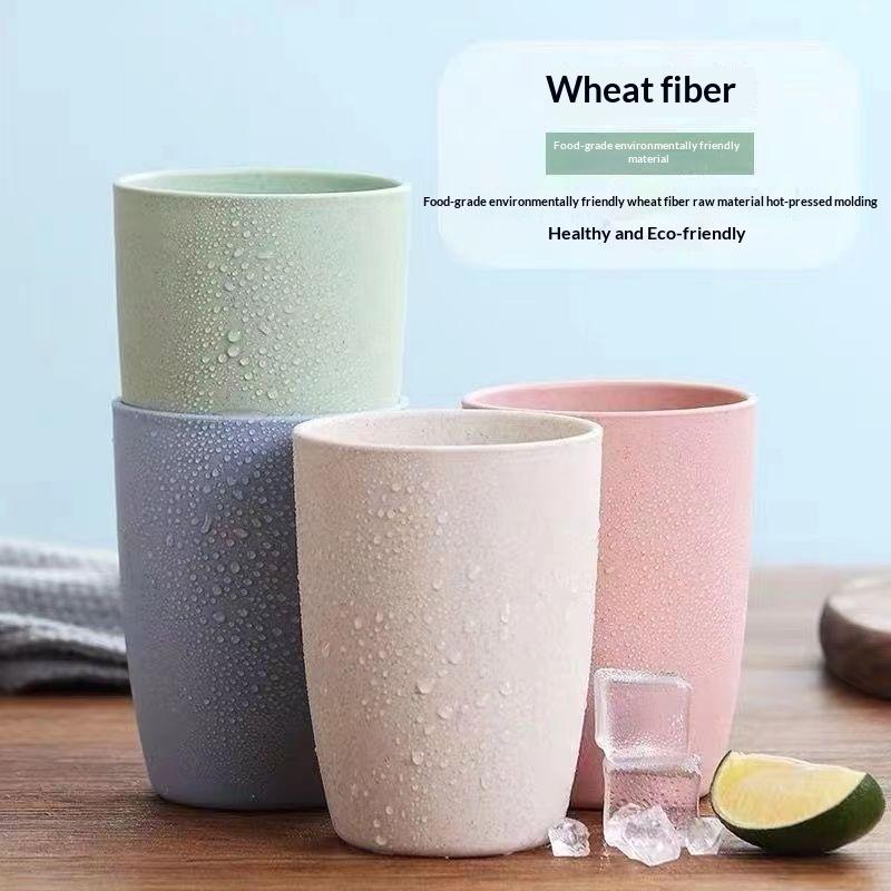 12Pcs Wheat Straw Cup Plastic Mouthwash Water Cup Brushing Cup Potable Drinking Travel Cup For Kids Adults