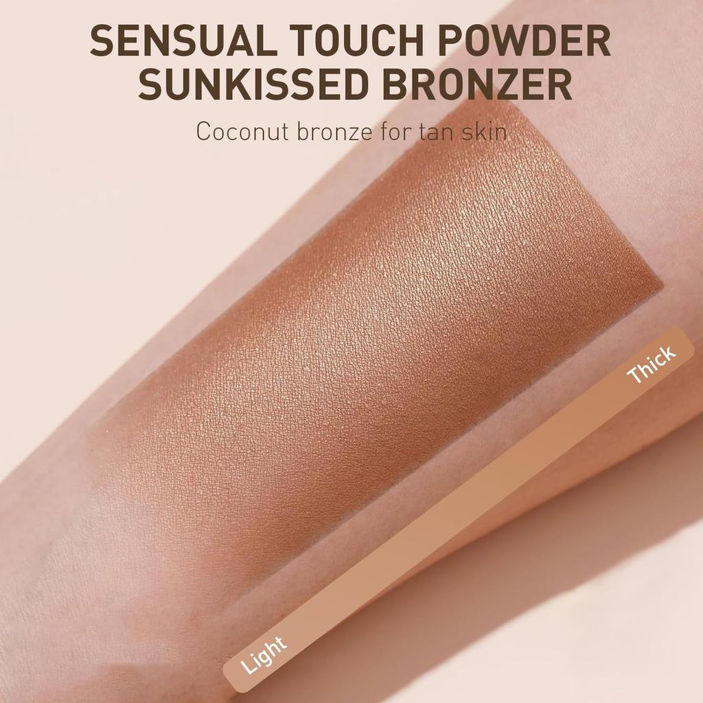 Shimmer Bronzer Powder, Highlighter Bronzer Contour Powder, Soft Texture, Natural Finish, All-Day Longevity, Lightweight, Breathable, Additive-Free