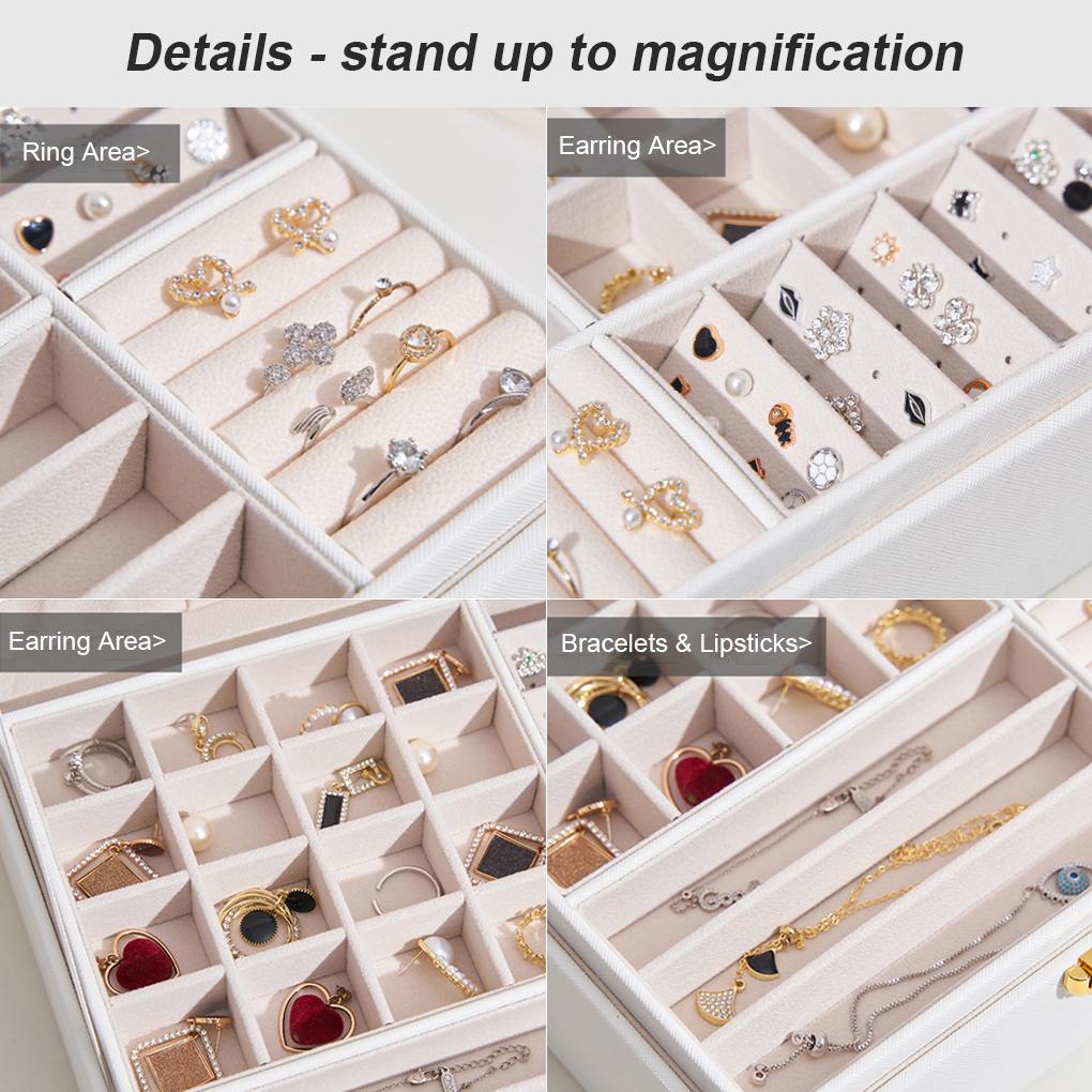 Vintage Doppelschichtiger Schmuckaufsteller Organizer Schmuck Aufbewahrungsbox Ohrringe Ringe Halter Reise Multifunktionsetui