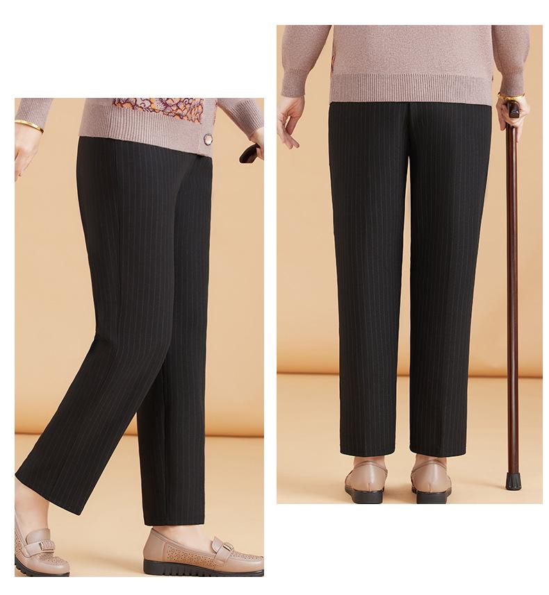 Mom's Plus Velvet Warm Cotton Pants for Middle-Aged and Elderly Women - Large Size, Loose-Fit, Suitable for Spring, Autumn, and Winter.
