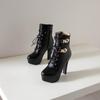 Damen High Heel Stiefeletten Neue Wasserdichte Plateau klobige Große Römische Stiefeletten für Herbst und Winter