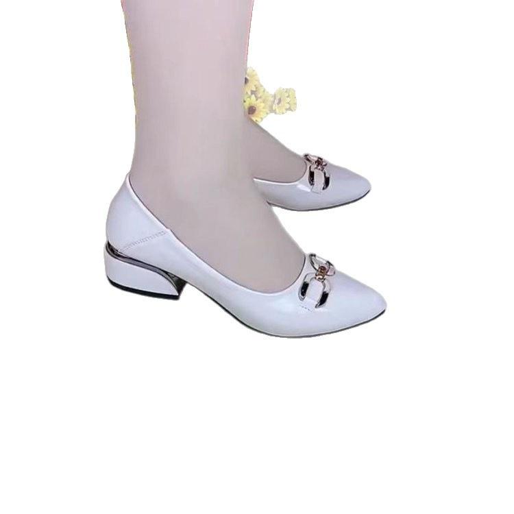 Soft leather soft-soled single shoes New patent leather single shoes pointed leather shoes in autumn