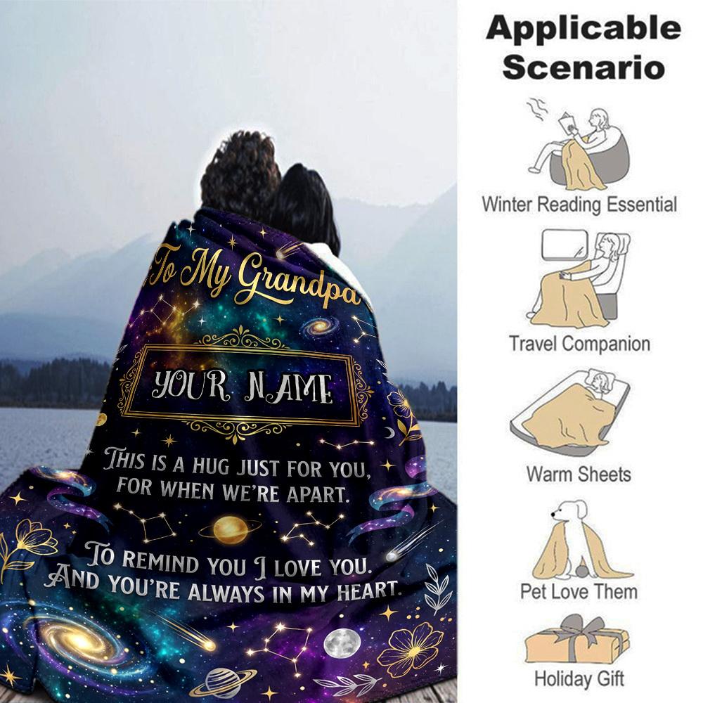 Grandpa'S Cosmic Love Blanket Warmthful Decor Great For Sofa Couch Office Bed Picnics Four Seasons Multipurpose Digital Print Birthday Christmas Gift