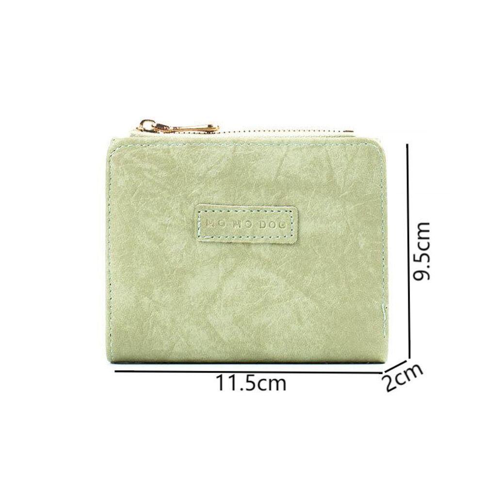 Retro Leather Short Wallet Large capacity Solid Color Zipper Purse Small Card Bag Gift