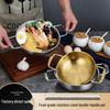 Golden Thickened Stainless Steel Soup & Ramen Pot - Double Handle, Flat Bottom for Home Cooking