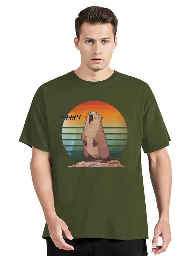 

Screaming MarmoT Oversized T-shirt Meme Groundhog Cotton Tshirt Prairie Dog Funny Men s Clothing Animal Fitness T Shirt Tops 4XL