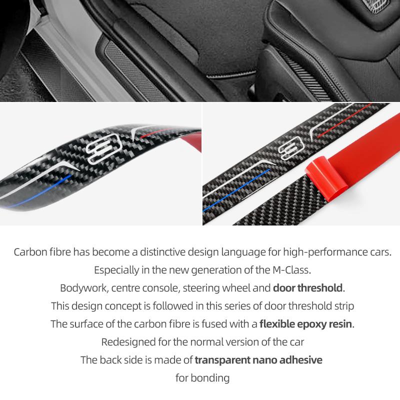 For BMW F30 F35 F34 Series 3 GT Carbon Fiber Car Door Sills Anti-Scuff Stickers Threshold Trim Strips Welcome Pedal Accessories NM5