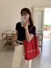 2024 Red Letter Canvas Tote: Stylish Single Shoulder Bag for Students, Commuters & Casual Use