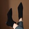 Krazing Pot Cow Suede Nubuck Winter Pointed Toe Preppy Style Stiletto Thin Med Heels Women Zip Women Ankle Boots
