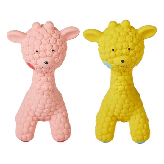 Latex Giraffe Dog Chew Toy Bite Resistant Pet Squeaky Toy Puppies Teething Cleaning Interactive Toy for Small Medium Large Breeds