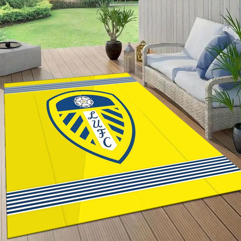 Leeds United Flannel Pattern Square Carpet,Area Rug,Carpet Rug for Living Room Bedroom Sofa Playroom Decor,Non-slip Floor Mat