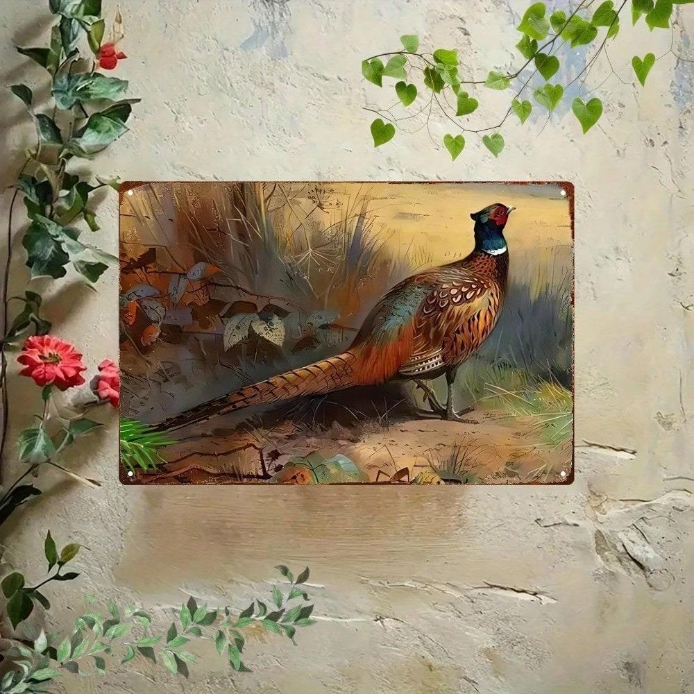 Vavufa Rustic Pheasant Metal Sign Outdoor Garden Wildlife Wall Art Patio Porch Decor 8x12 Inch