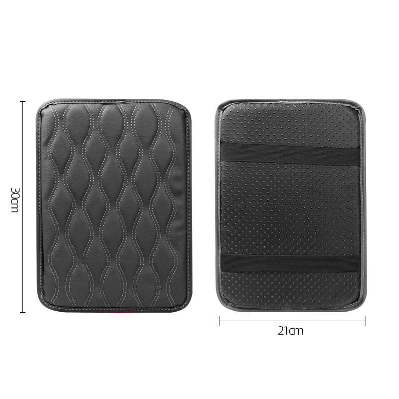 PU Leather Car Armrest Mat Center Console Wave Embroider Car Seat Box Protection Cushion Pillow Cover Protective Car