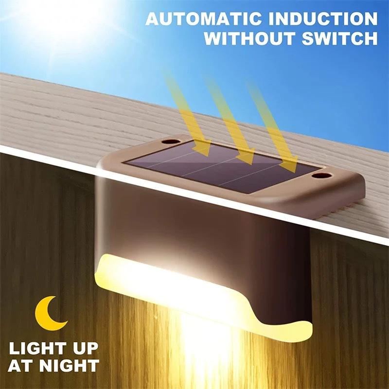 4/6/8/12/16/20/24Pcs New Solar Fence Light Railing Stair Lamp Outdoor Waterproof LED Step Light Courtyard Decorative Wall Light
