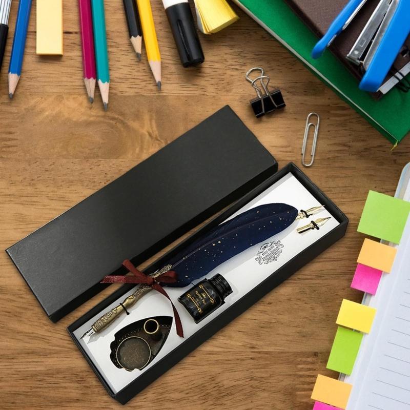 Vintage Signature Pen Calligraphy Pen for Writing, Delicate Gift Fancy Pen Feather Calligraphy Pen Set Luxury Quills Pen